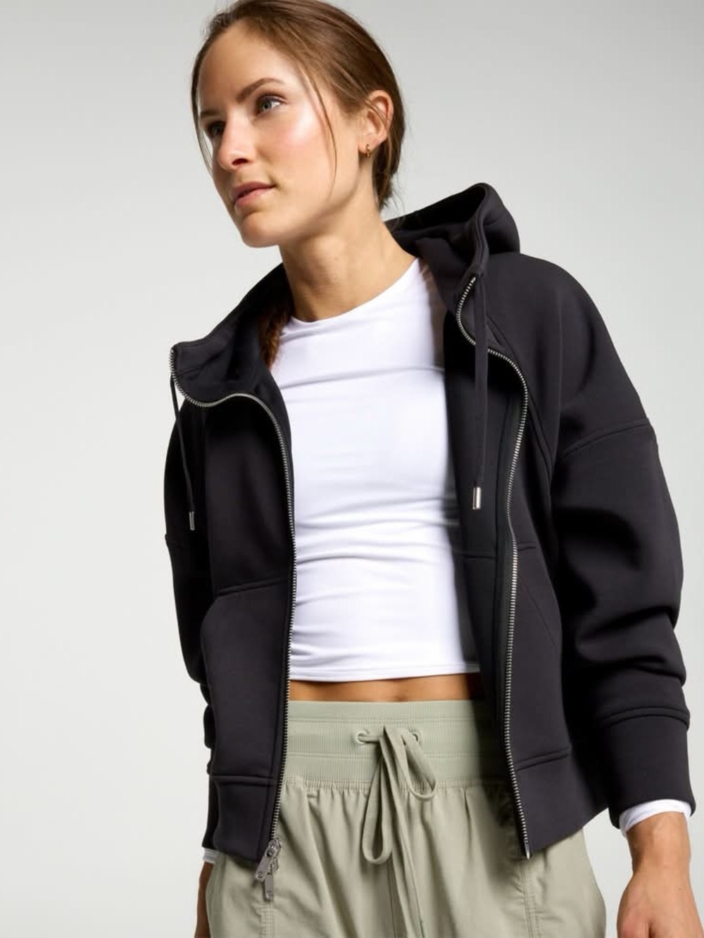 🖤 CALIA Soft Scuba Hooded Full Zip | Black | L